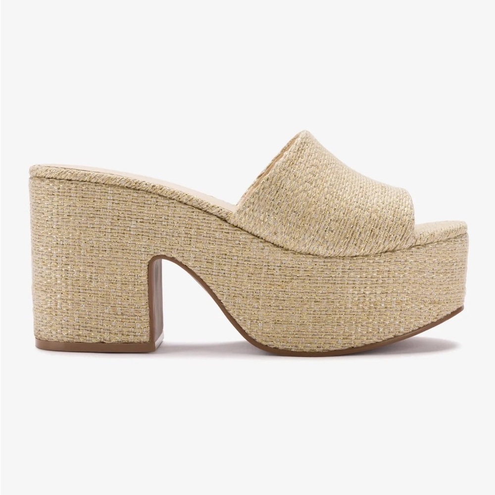 Larroudé Miso Platform Sandal In Metallic Raffia